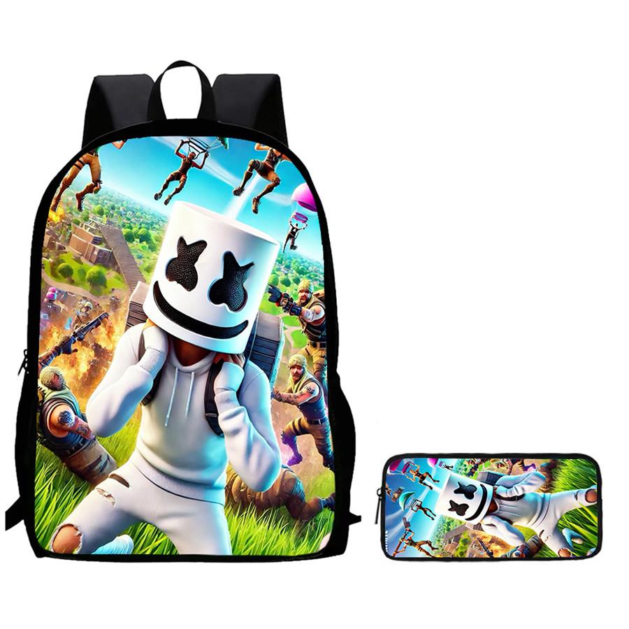 Fortnite 2-Piece Set Backpack Pencil Case Unisex Large Capacity Cartoon Schoolbag Kids Boys Girls Gift Ages 5-8