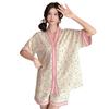 Summer Pajamas Women's Bubble Cotton Korean Version Cute Texture Comfortable Loungewear Short Sleeves Shorts Fat Mm Loose Suit