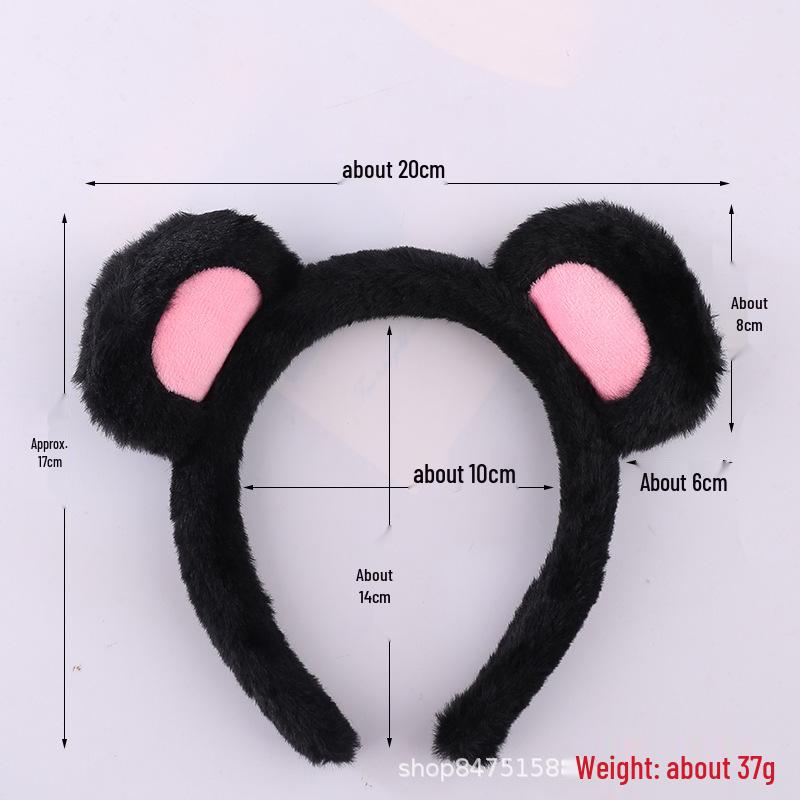 Cartoon Bear Plush Headband: Cute Bear Ears Rabbit Fur Hair Clip for Face Washing
