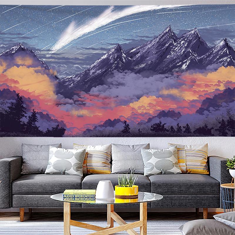 Mount Everest Mountain Tapestry Majestic Snow Peak Landscape for Living Room Bedroom Nature Wall Decor 74x94cm(29x37in)