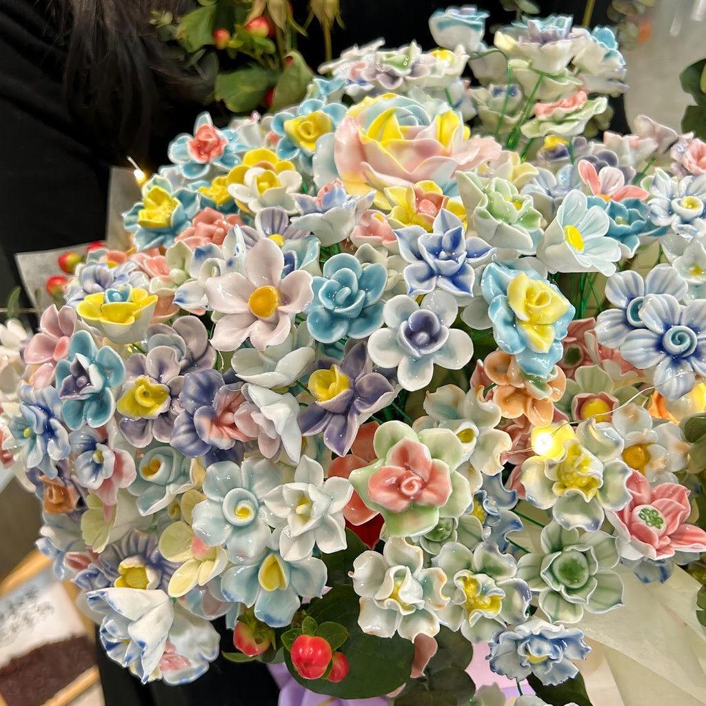 Jingdezhen Ręcznie Formowana Ceramika Wieczny Kwiat Róża Peonia Wystrój Domu