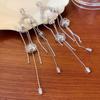 Diamond-Studded Silver Flower Tassel Earrings: Luxurious European and American Style, Elegant & Chic Dangle Earrings for Women