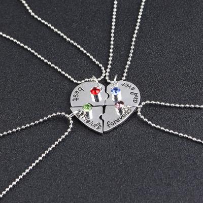 Yousheng 1 Set Best Friends Forever Necklaces Splicing Rhinestone Heart Pendants Necklaces Friendship Theme Love Heart Necklaces Gift for Besties