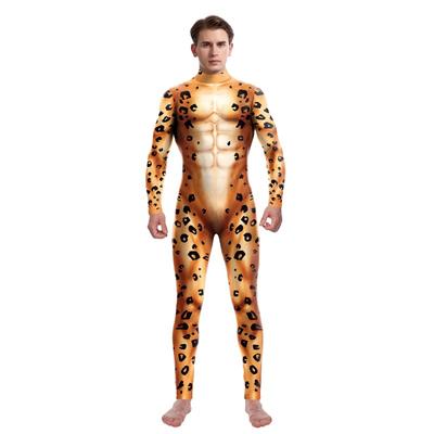 Animal Leopard Print Cosplay Costume Halloween PartyDisguise Jumpsuit For Women Men Bodysuits Dress Up