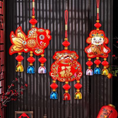 Bell Tassels Chinese New Year Decoration Door Hanging Ornament Flocking Lucky Bag Pendant Spring Festival Pendants