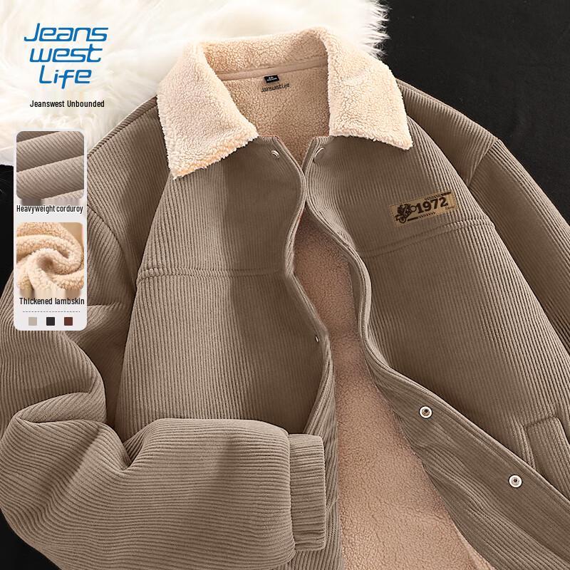 JEANSWEST LIFE Men's Corduroy Fleece Lined Jacket