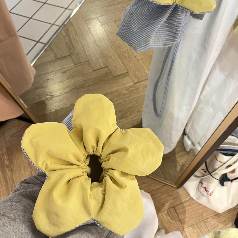 Cloth Flower Drawstring Bag Plaid Bundle Pocket Lightweight ins Shoulder Bag  Outdoor