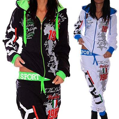 2-teiliges Set mit Kapuzenpullover und Hose, Trainingsanzüge, Damenmode, bedruckt, Hoodie, Jogging-Set