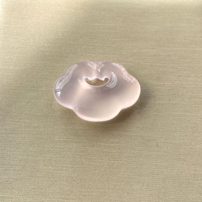 Ice Jade White Agate Auspicious Clouds Pendant with Blue Agate and Peaceful Cat Jade Necklace