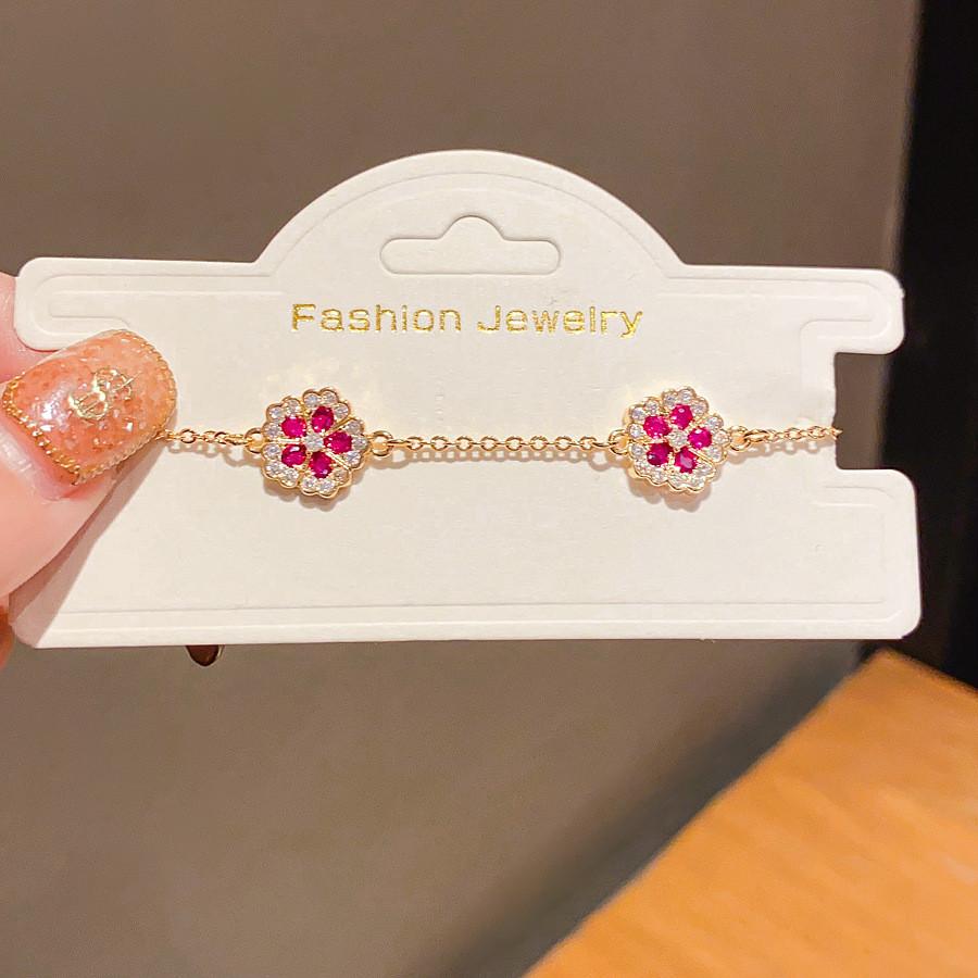 Gold Plated Zircon Flower Bracelet For Women Gift And Fashion Accessory