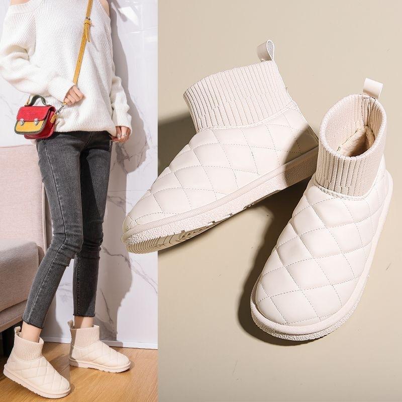 

Socks mouth snow boots women s new winter waterproof and non-slip thick-soled piled thickened warm bread cotton boots 40