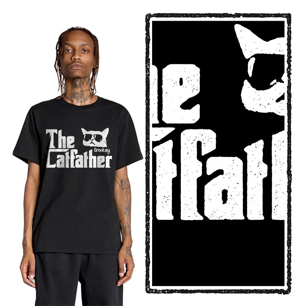 Coolmind U0129-T2  Exclusive Graphic Cat Print Men T Shirt Casual Funny Cat Print Men Tshirt Cool 100% Cotton Unisex Tee Shirts