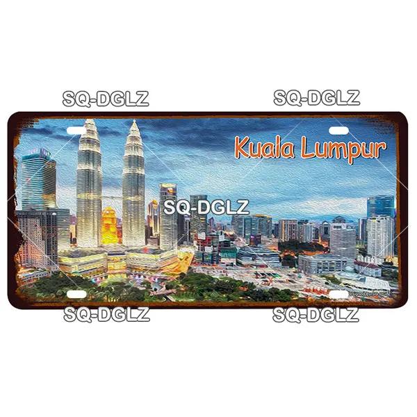 [SQ-DGLZ] Asia City 15x30cm Plate Metal Sign Vintage Plaque Tin Sign Wall Decor For Bar Country Painting Travel Poster
