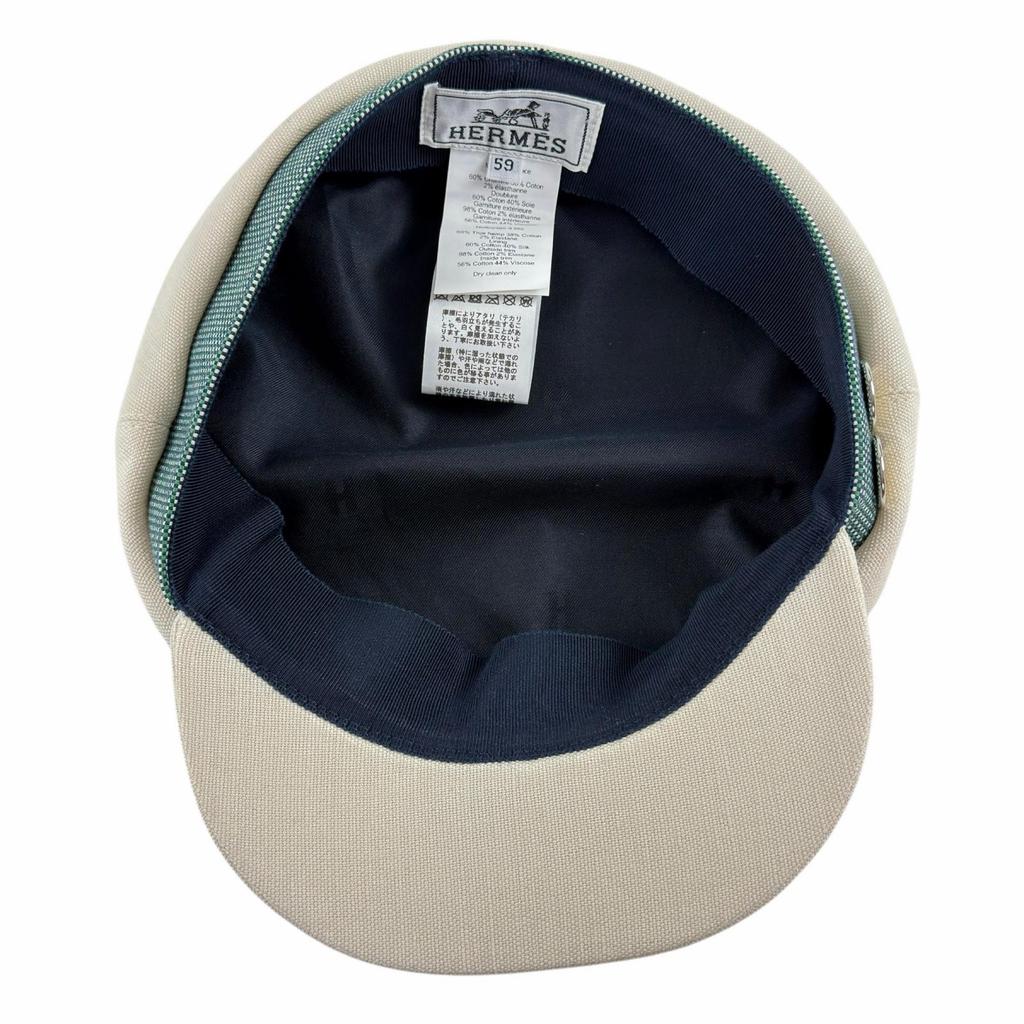 Great HERMES Casquette Kaval Pop Ivory Hemp Women Used