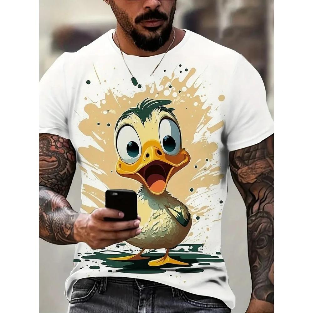 3D Printing Fashionable Funny Duck Graphic T-shirt Men Casual Loose Breathable Round Neck Short Sleeve T-shirt