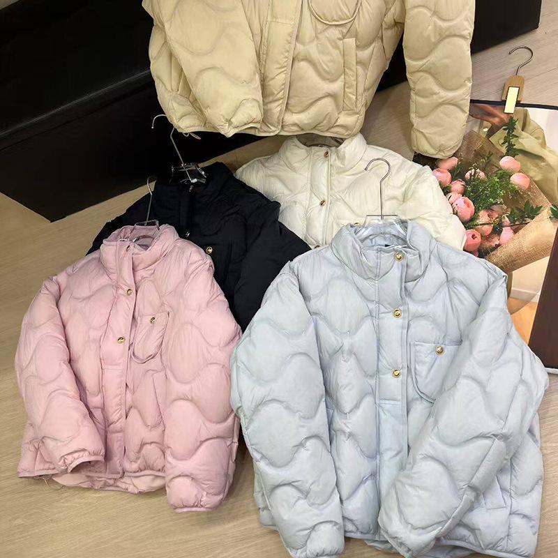 Popular small gold buckle white duck down jacket women's short winter fashion lightweight pressed glue warm and thin jacket