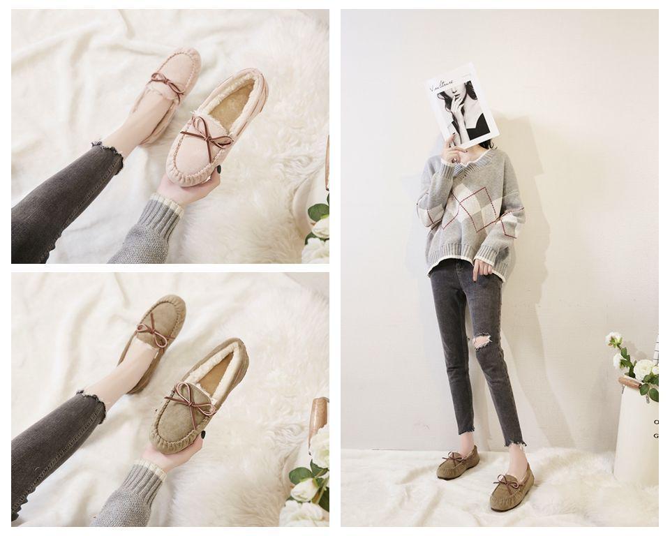 Women's Washable, Non-Fading, Fleece-Lined, Non-Slip Flat Shoes for Autumn & Winter