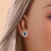 925 Sterling Silver Flower Shape Women's Earrings Natural round 5.0mm Kyanite "Wisdom Stone" Fine Jewelry For Birthday Gifts