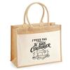 Sac Cabas Jute avec Poche J’peux pas je suis Couturier J'peux pas minimaliste | Toile de Jute et Coton 21 L Fond Plat Anses 65 cm
