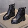 Stivaletti da Donna Nuovi Scarpe da Donna Versatili Rialzo Interno Fondo Spesso Stivali Martin Stile Britannico Stivaletti Sottili