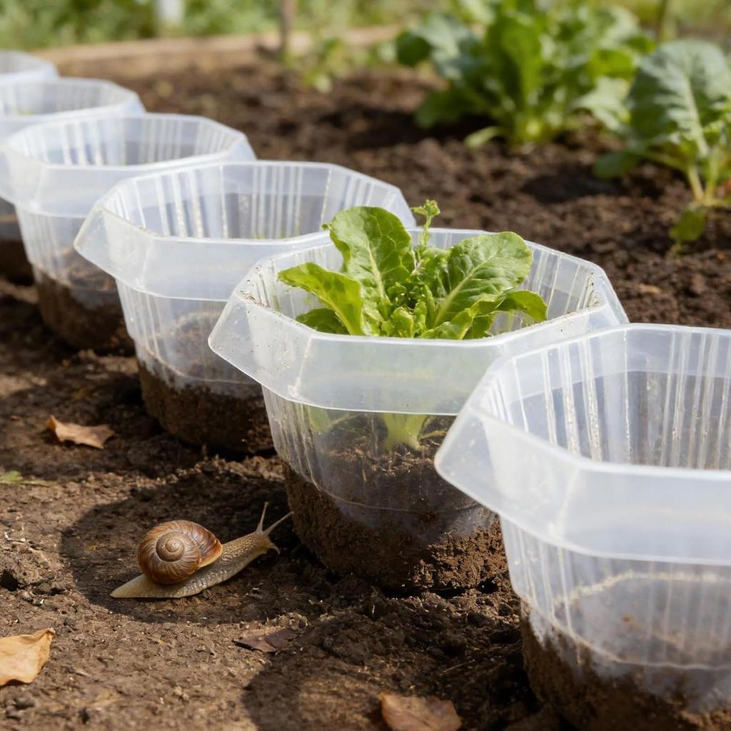 20Pcs Plants Slug Protection Rings Green White Planter Flower Pot Snail Vegetables Cover Reusable Control Trapper Garden Tool