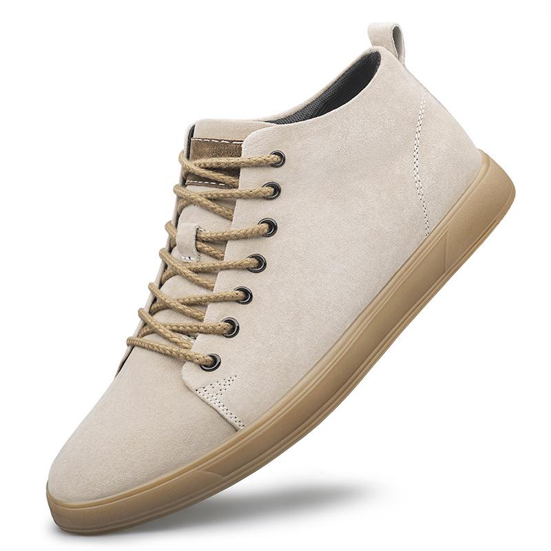 Men s Hidden Height Skate Shoes - 6cm Lift, Thick Sole, Casual Matte Pigskin Sneakers 39