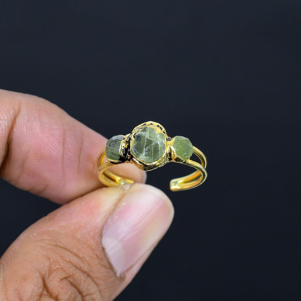 Peridot Handmade Gemstone Ring, Copper Electroformed Ring Antique Jewelry, Adjustable Ring Engagement Gift