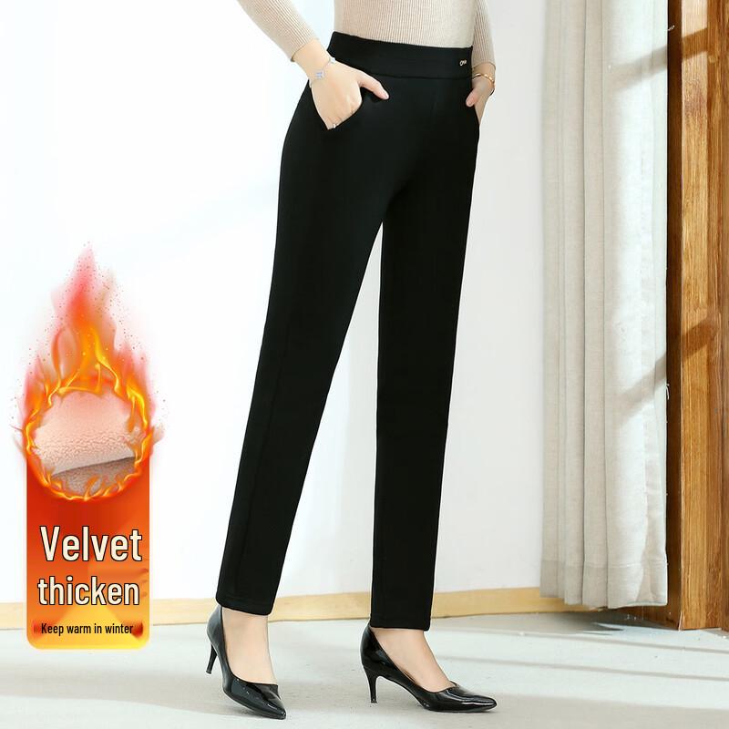

Women s Fleece Lined Elastic Waist Casual Trousers 4XL