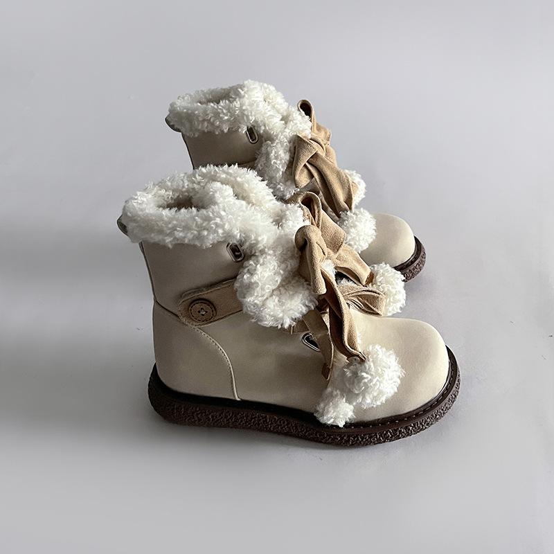 

Женские зимние ботинки на толстой подошве, новые студенческие ботинки Martin 2025 года из флиса с утолщенной овечьей шерстью, теплые, симпатичные, короткие ботинки 39