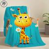 [2D Flat] 1pc Soft & Cozy Flannel Blanket Cartoon Style Giraffe Print Ideal for Gift Giving