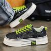 Men’s Blue Sports Shoes Casual Canvas Shoes Street Style Sneakers Students Over Sized Black Skateboard Shoes