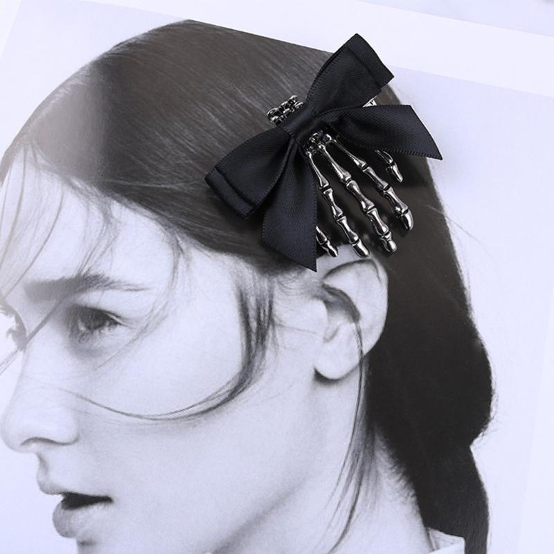 Gothic Duckbill Hair Clip Skeleton Claws Hair Barrette Halloween Trendy Ponytail Decor Non-Slip Cosplay Hair Side Clips