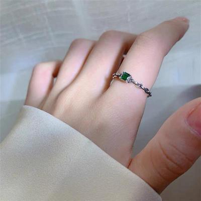 Elegant Little Square Ring For Women Small Green Zircon Wedding Rings Bridal Engagement Jewelry Gift