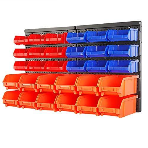 

life_mart Ящик для хранения деталей, Набор из 30 штук, Ящик для инструментов, Шкаф, Коробка для деталей, Настенный, Вмещает документы, Винты, Гайки, Шайбы и мелкие предметы для хранения,