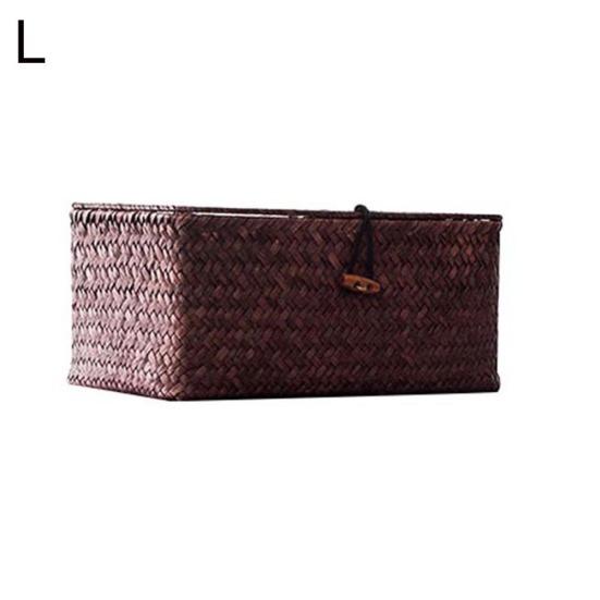 Retro Stroh Woven Make-Up Lagerung Box Spielzeug Halter Korb Hause Kleinigkeiten Organizer