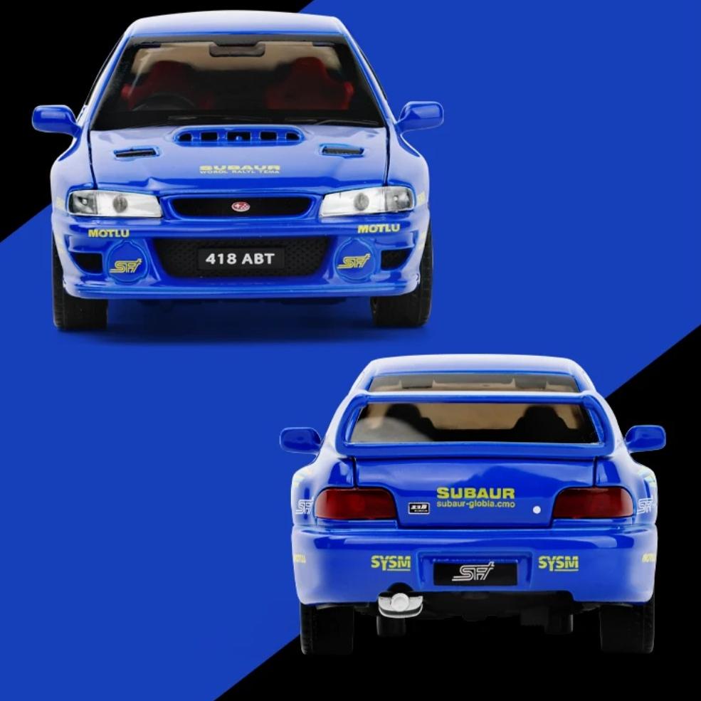 1/32 Scale Subaru Impreza Rally Alloy Racing Model Open Door Desk Ornament Sound Light Children's Toys Boy Gift