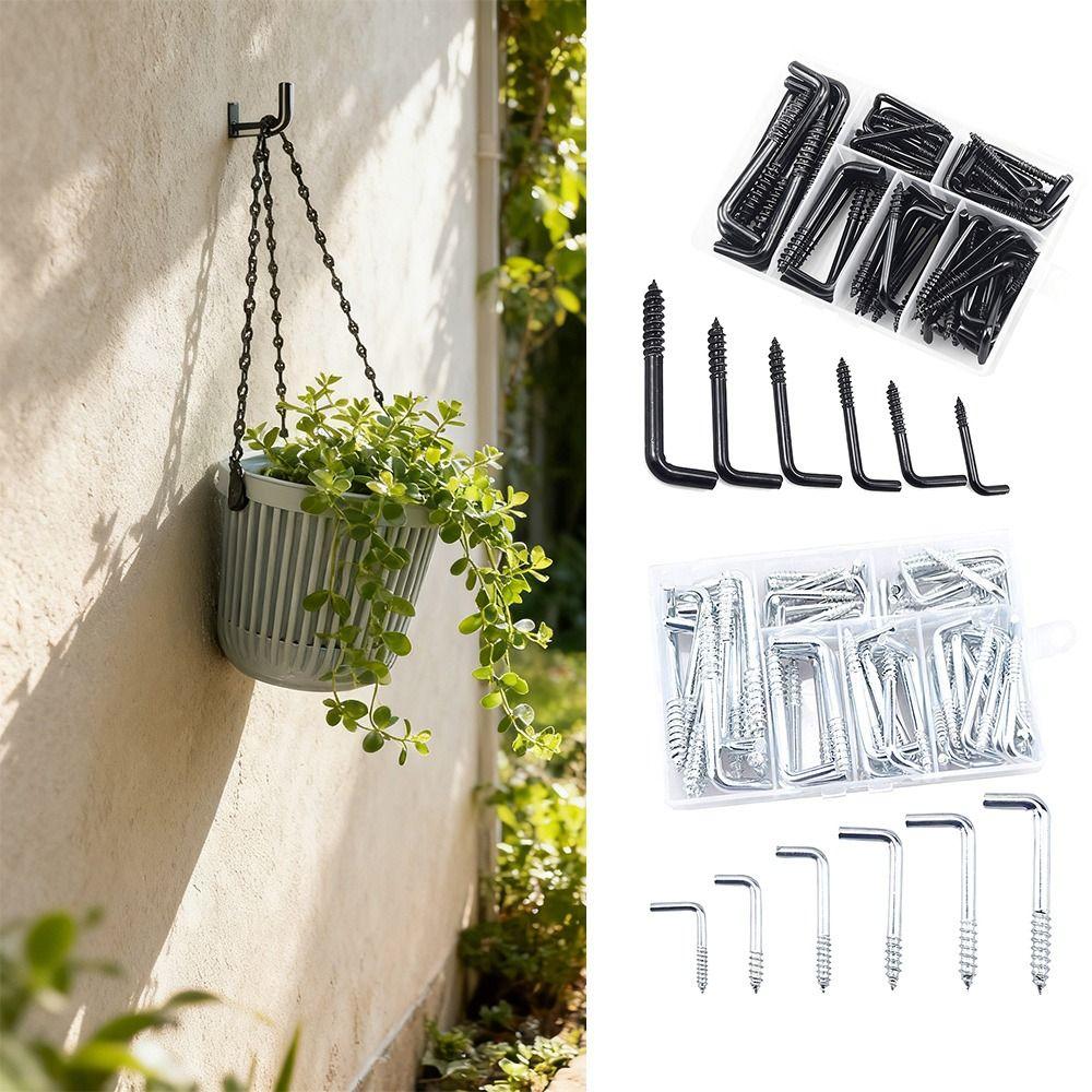 75pcs 7 Different Shapes Screw-in Hooks Stainless Steel Screw Hook  Home Improvement