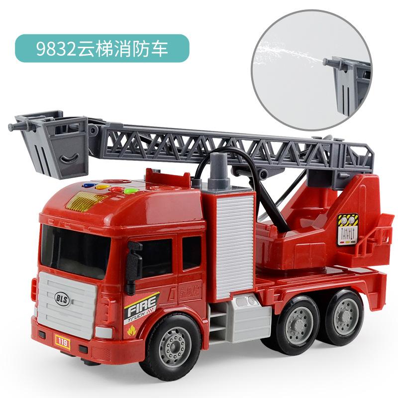 Water-Spraying Fire Truck Toys, Simulated Inertia Ladder Truck, Sound And Light Sprinkler Truck Model Children'S Toy Car