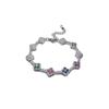 Fashionable Silver Zircon Flower Cuff Bracelet For Women Office Wear Accessory