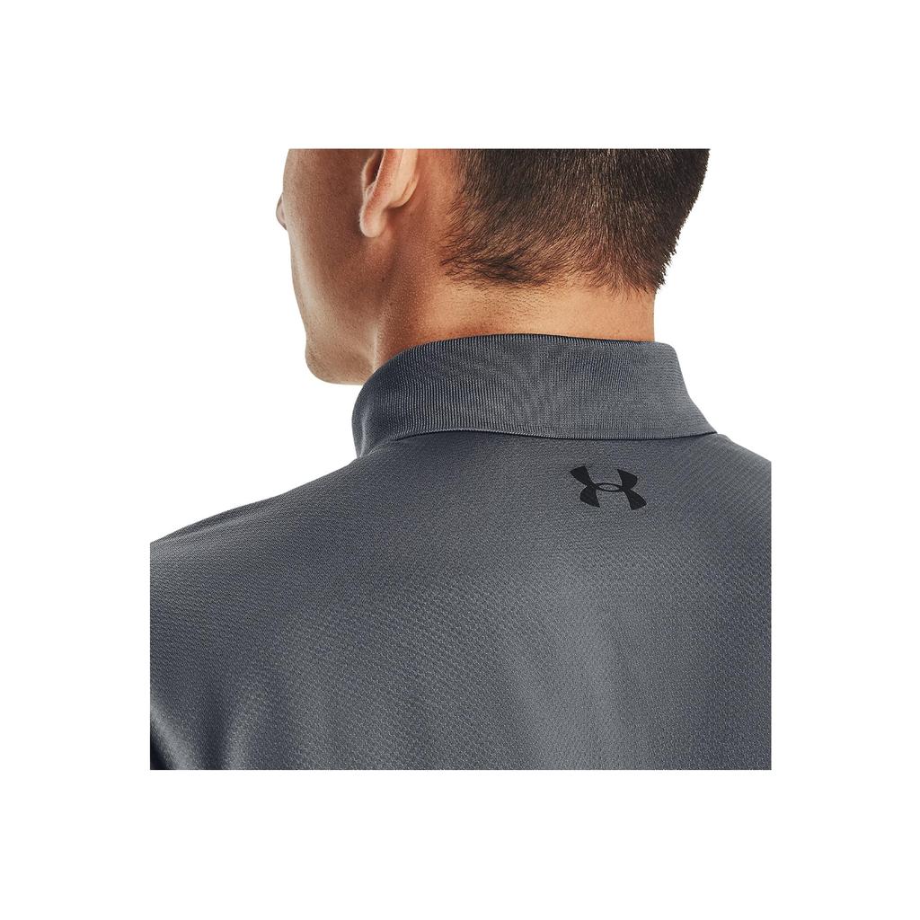 Under Armour Solid Color Straight Cut Nylon Polo Shirt Men tops Gray 1351129-012