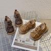 Kids Casual Shoes Retro Classic Round Toes Boys Girls Leather Shoes Hook&loop 2025 Spring Autumn Children Flats British Style