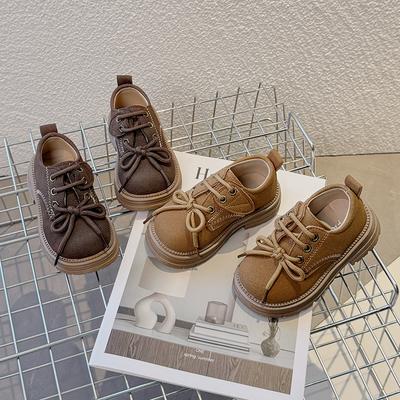Kids Casual Shoes Retro Classic Round Toes Boys Girls Leather Shoes Hook&loop 2025 Spring Autumn Children Flats British Style
