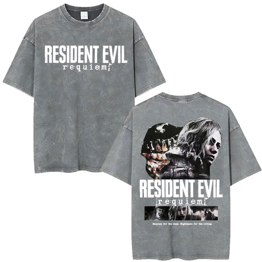 T-shirt Anime Édition Limitée Resident Evil Requiemm Vêtements pour Hommes Gothique Vintage Lavé T-shirts Hauts d'Été T-shirt à Col Rond Streetwear
