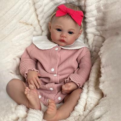 Cute 19 Inch Reborn Doll Meadow Wear Romper Soft Cloth Body Realistic Baby Doll Toys for Kids Above 3+ Years Old Truth Like Visible Veins Newborn Doll