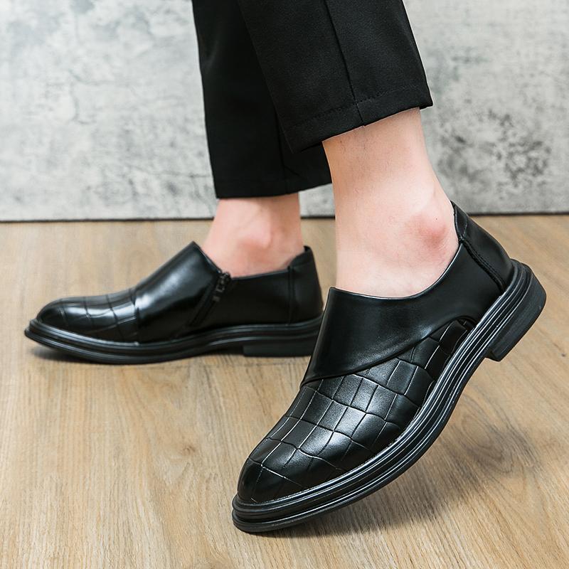 Men's Loafers Brown Black Dress Wingtip Wedding Shoes Stylish Formal Leather Prom Blazers Dance Shoes Plus Size