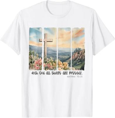 With God All Things Are Possible Christian Cross Easter T-Shirt
