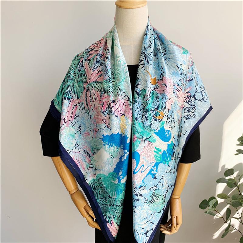 110*110 cm Quadratischer Seidenschal Damenmode Bedruckter kleiner Halsschal Büro Damen Haargürtel Folar Taschentuch Damen Taschentuch Schal Schal