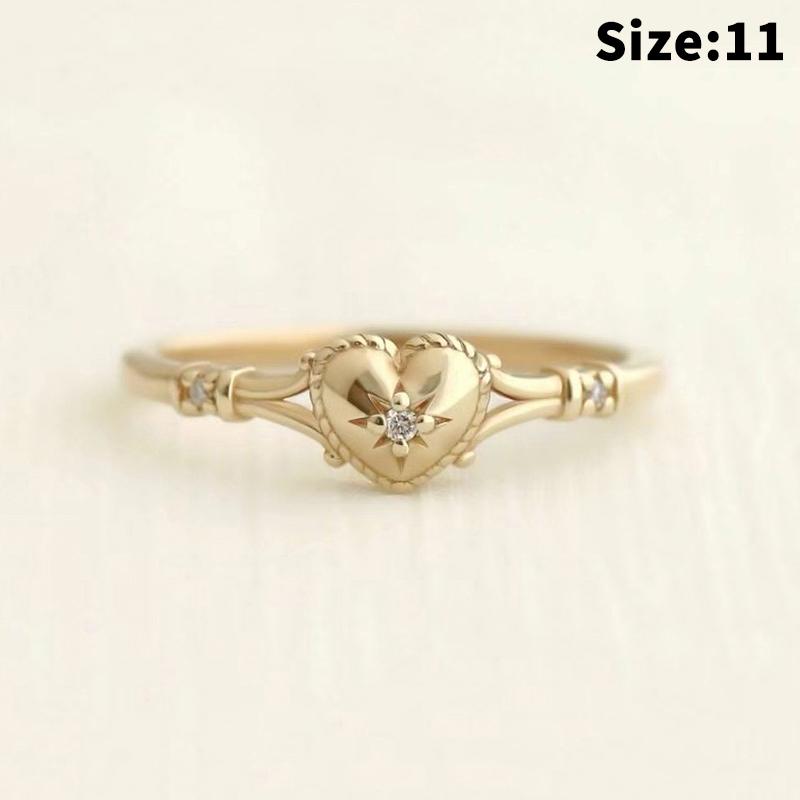 Selling Gold Plated Stainless Steel Rings For Women Heart Ring Jewelry Accessories  Size 6-11