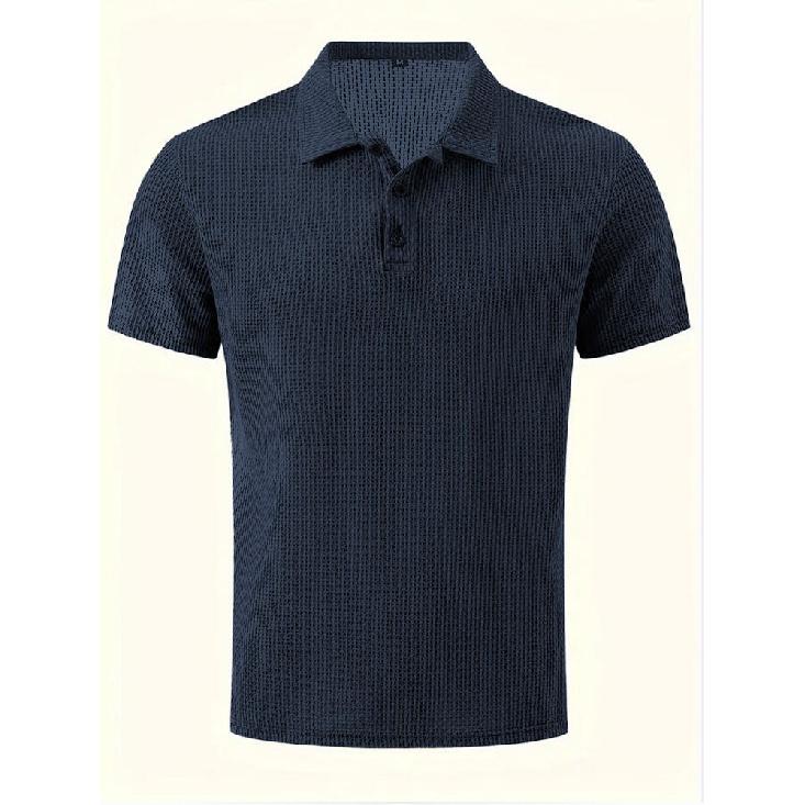 New Trendy Men'S Summer Collar Paul T-Shirt Men'S Heavy Oversize Solid Color Casual Short Sleeve