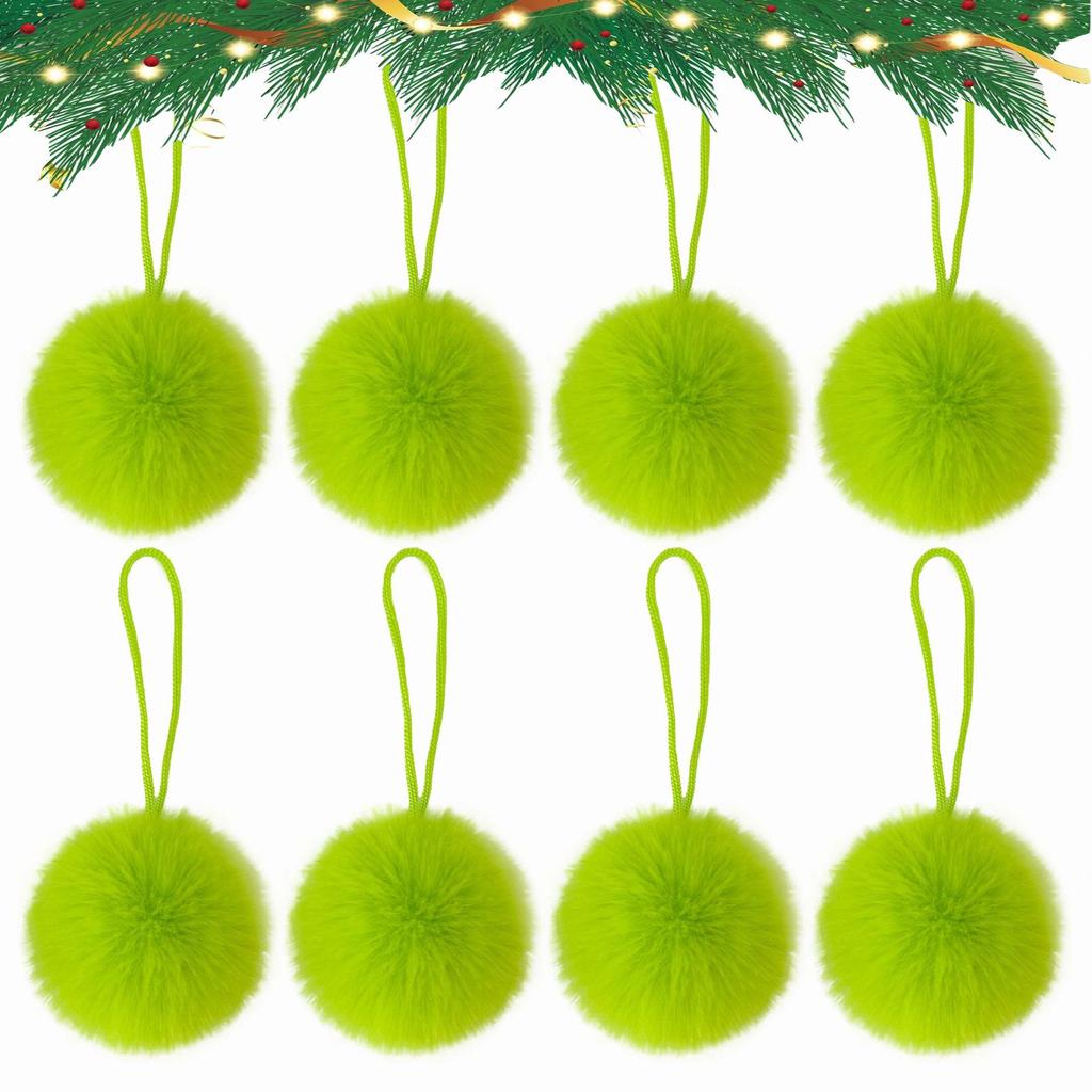 6cm Plush Christmas Ornament Ball - Faux Rabbit Fur with Hanging Rope for Festive Decor